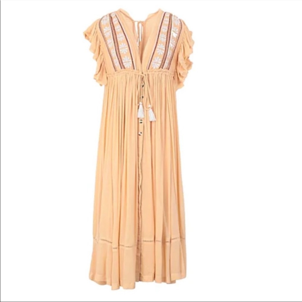Free People Boho Embroidered Midi Dress